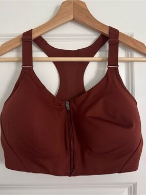 all in motion Front-Zip Sports Bra in Deep Rust